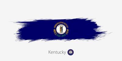 Flag of Kentucky US State, grunge abstract brush stroke on gray background. vector