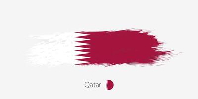 Flag of Qatar, grunge abstract brush stroke on gray background. vector