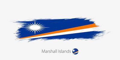 Flag of Marshall Islands, grunge abstract brush stroke on gray background. vector