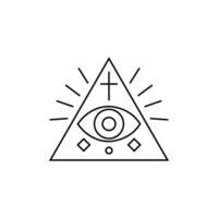 Vector eye icon in a triangle on a white background. All-seeing eye. Sign, symbol, icon.