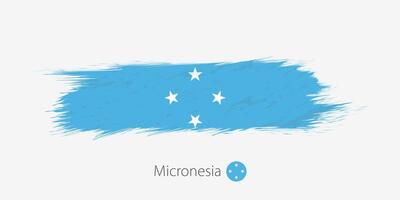 bandera de micronesia, grunge resumen cepillo carrera en gris antecedentes. vector