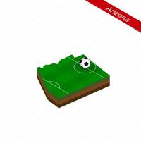 Isometric map of US state Arizona with soccer field. Football ball in center of football pitch. vector