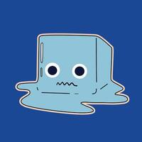 A cute ice cube. A funny expression of sadness. vector