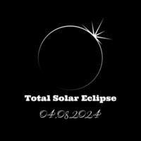 April 8th 2024 total solar eclipse illustration vector