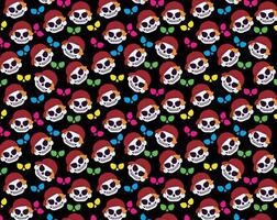 Boy with skull cap and mask smiling, vector pattern illustration