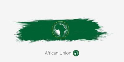 Flag of African Union, grunge abstract brush stroke on gray background. vector