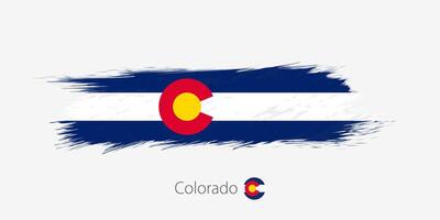 Flag of Colorado US State, grunge abstract brush stroke on gray background. vector