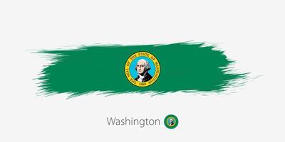 Flag of Washington US State, grunge abstract brush stroke on gray background. vector