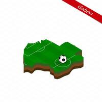 Isometric map of Gabon with soccer field. Football ball in center of football pitch. vector