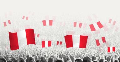 Abstract crowd with flag of Peru. Peoples protest, revolution, strike and demonstration with flag of Peru. vector