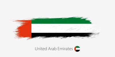 Flag of United Arab Emirates, grunge abstract brush stroke on gray background. vector