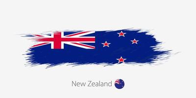 Flag of New Zealand, grunge abstract brush stroke on gray background. vector