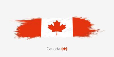 Flag of Canada, grunge abstract brush stroke on gray background. vector