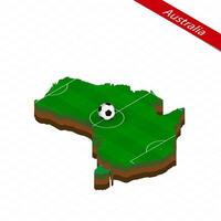 Isometric map of Australia with soccer field. Football ball in center of football pitch. vector