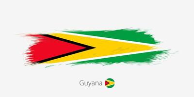 Flag of Guyana, grunge abstract brush stroke on gray background. vector