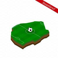 Isometric map of Swaziland with soccer field. Football ball in center of football pitch. vector