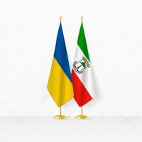 Ucrania y ecuatorial Guinea banderas en bandera pararse, ilustración para diplomacia y otro reunión Entre Ucrania y ecuatorial Guinea. vector