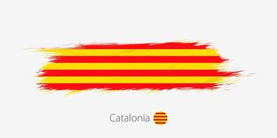 Flag of Catalonia, grunge abstract brush stroke on gray background. vector