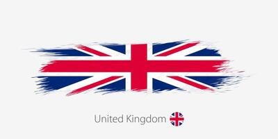 Flag of United Kingdom, grunge abstract brush stroke on gray background. vector