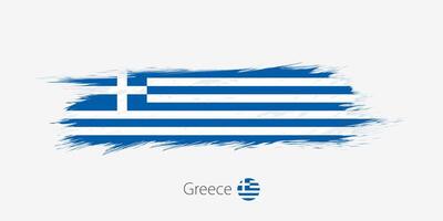 bandera de Grecia, grunge resumen cepillo carrera en gris antecedentes. vector