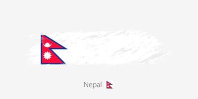 Flag of Nepal, grunge abstract brush stroke on gray background. vector