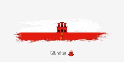 Flag of Gibraltar, grunge abstract brush stroke on gray background. vector