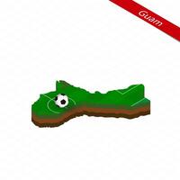 Isometric map of Guam with soccer field. Football ball in center of football pitch. vector