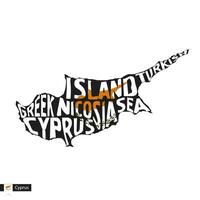 Typography map silhouette of Cyprus in black and flag colors. vector