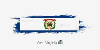 Flag of West Virginia US State, grunge abstract brush stroke on gray background. vector