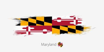 Flag of Maryland US State, grunge abstract brush stroke on gray background. vector