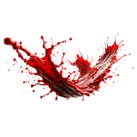 AI generated Blood Splashes with Droplets. PNG Transparent Background