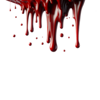 AI generated Blood Dripping Meltdown and Splash with Droplets. PNG Transparent Background