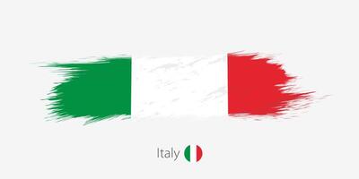 Flag of Italy, grunge abstract brush stroke on gray background. vector