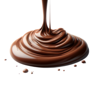 ai generado chocolate goteo fusión de un reactor y chapoteo con gotas. png transparente antecedentes