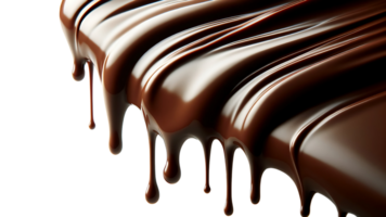 AI generated Chocolate Dripping Meltdown and Splash with Droplets. PNG Transparent Background