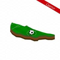 Isometric map of Cyprus with soccer field. Football ball in center of football pitch. vector