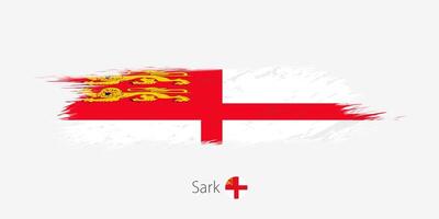 Flag of Sark, grunge abstract brush stroke on gray background. vector