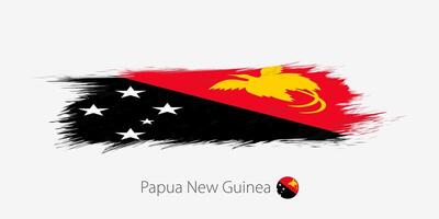 Flag of Papua New Guinea, grunge abstract brush stroke on gray background. vector