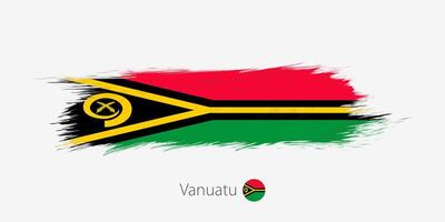 Flag of Vanuatu, grunge abstract brush stroke on gray background. vector