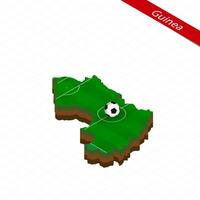 isométrica mapa de Guinea con fútbol campo. fútbol americano pelota en centrar de fútbol americano paso. vector