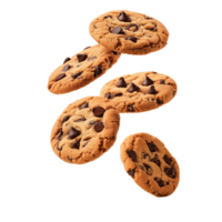 ai generado que cae chocolate chip galletas aislado en transparente antecedentes png