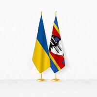 Ukraine and Swaziland flags on flag stand, illustration for diplomacy and other meeting between Ukraine and Swaziland. vector