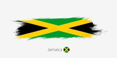 bandera de Jamaica, grunge resumen cepillo carrera en gris antecedentes. vector