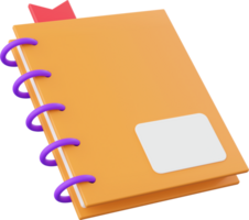 Notebook, 3d illustration elements of school supplies png