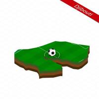 Isometric map of Djibouti with soccer field. Football ball in center of football pitch. vector