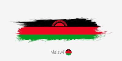 Flag of Malawi, grunge abstract brush stroke on gray background. vector