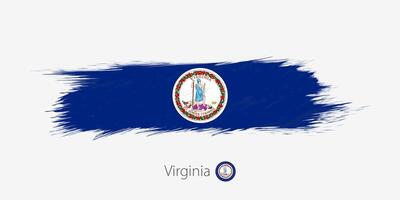 Flag of Virginia US State, grunge abstract brush stroke on gray background. vector