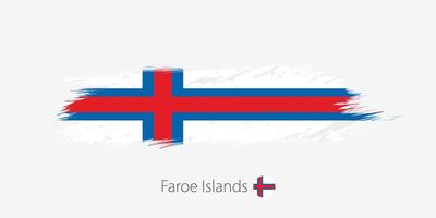 Flag of Faroe Islands, grunge abstract brush stroke on gray background. vector