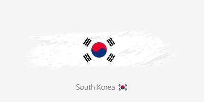 Flag of South Korea, grunge abstract brush stroke on gray background. vector