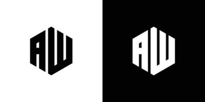 letra aw polígono, hexagonal mínimo y de moda profesional logo diseño vector